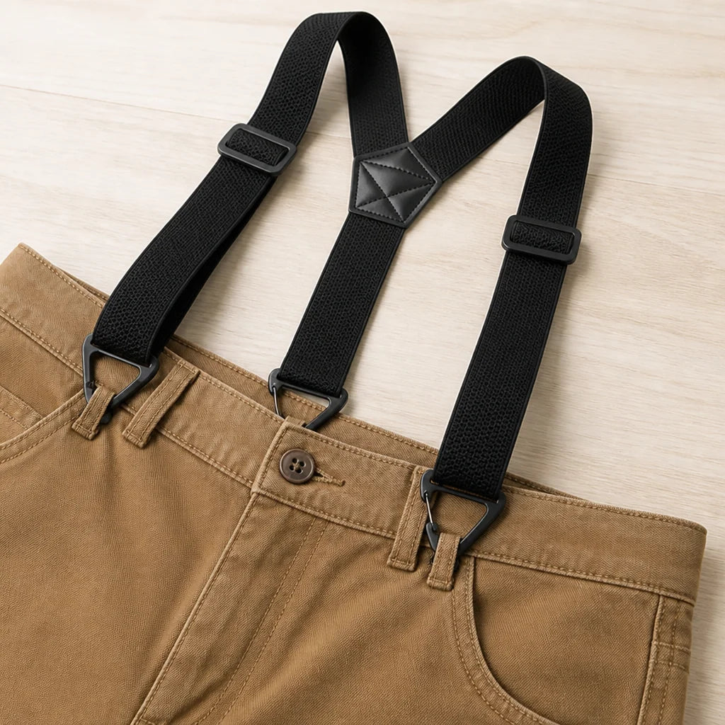 Suspenders Wide Elastic Adjustable X or Y Back Metal Clips