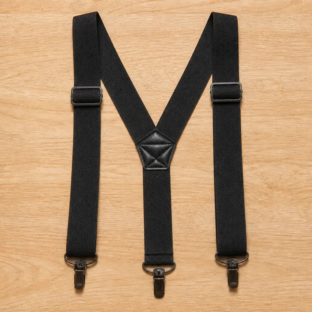Suspenders Wide Elastic Adjustable X or Y Back Metal Clips