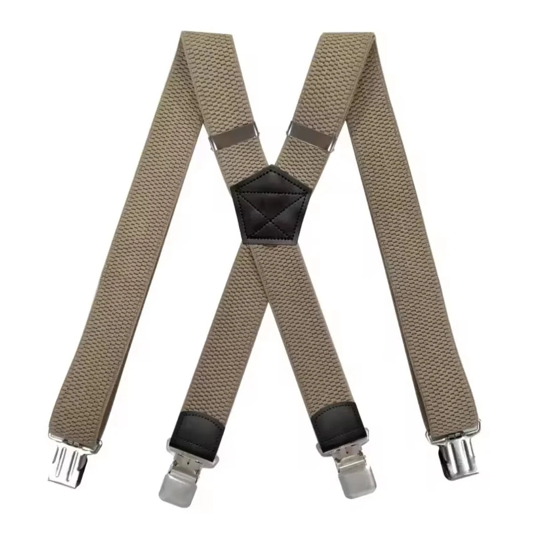 Suspenders X-Back Adjustable with 4 Metal Clips