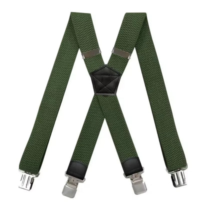 Suspenders X-Back Adjustable with 4 Metal Clips