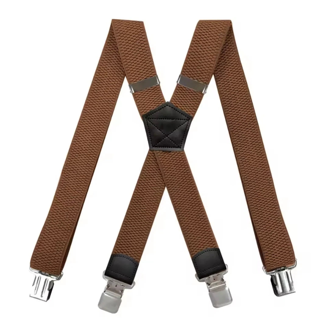Suspenders X-Back Adjustable with 4 Metal Clips