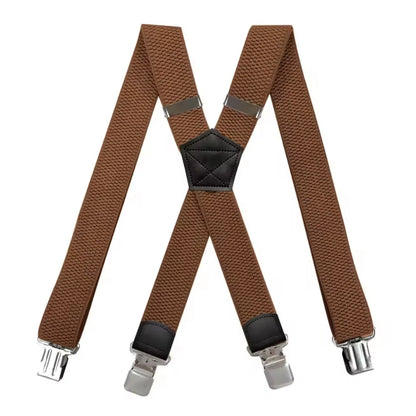 Suspenders X-Back Adjustable with 4 Metal Clips