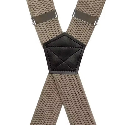Suspenders X-Back Adjustable with 4 Metal Clips