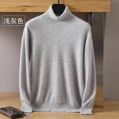 Sweater 100% Cashmere Cable Knit High Collar