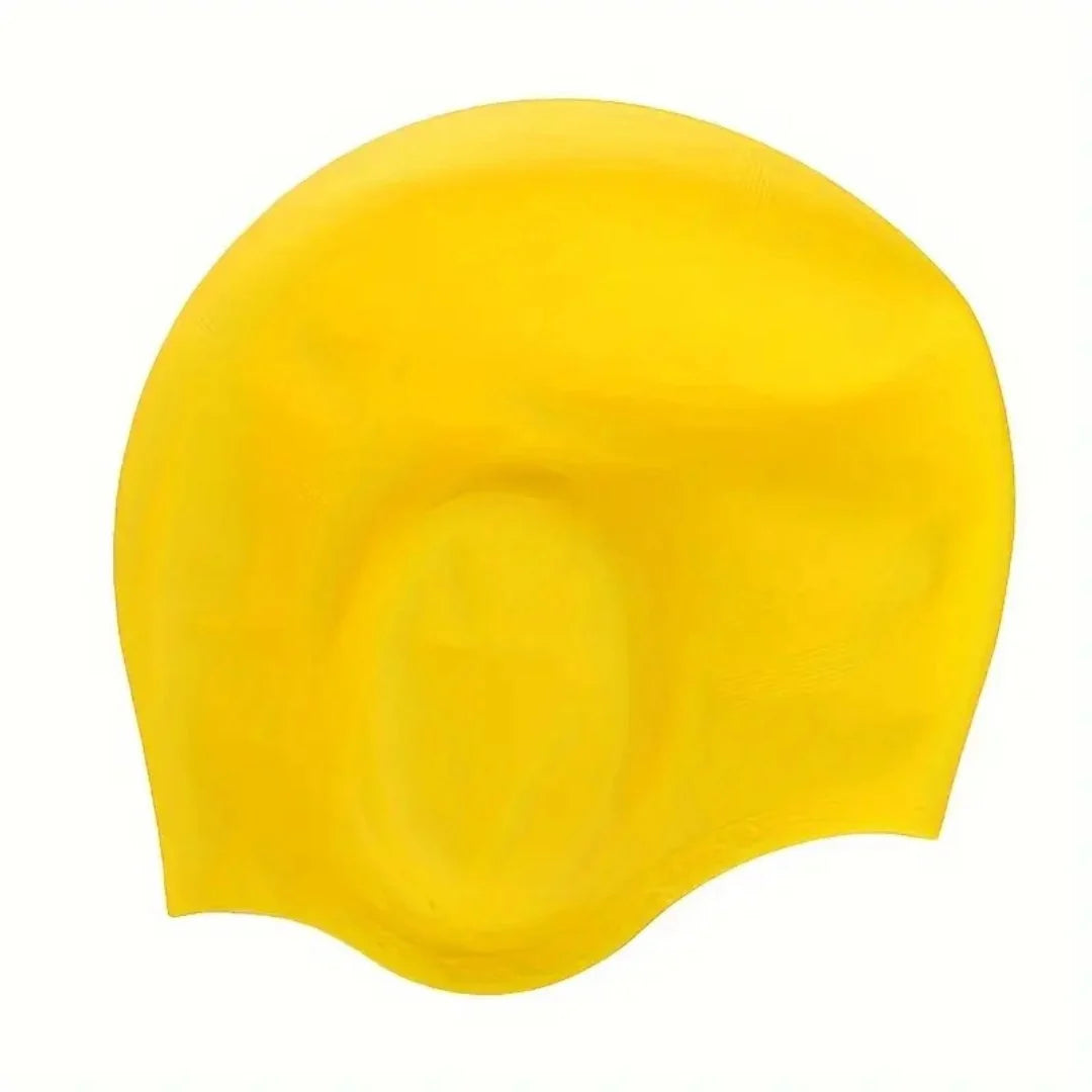 Swim Cap Silicone Long Hair Fit Built-In Ear Pockets