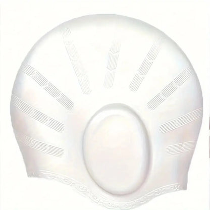 Swim Cap Silicone Long Hair Fit Built-In Ear Pockets