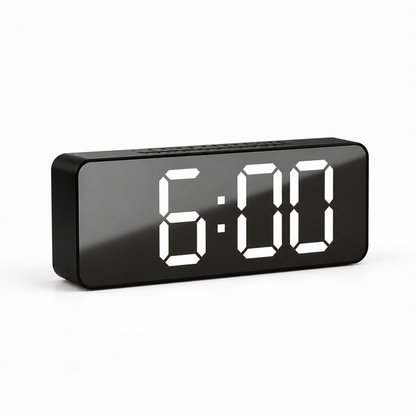 Table Alarm Clock Mirror LED Temp Display USB Powered