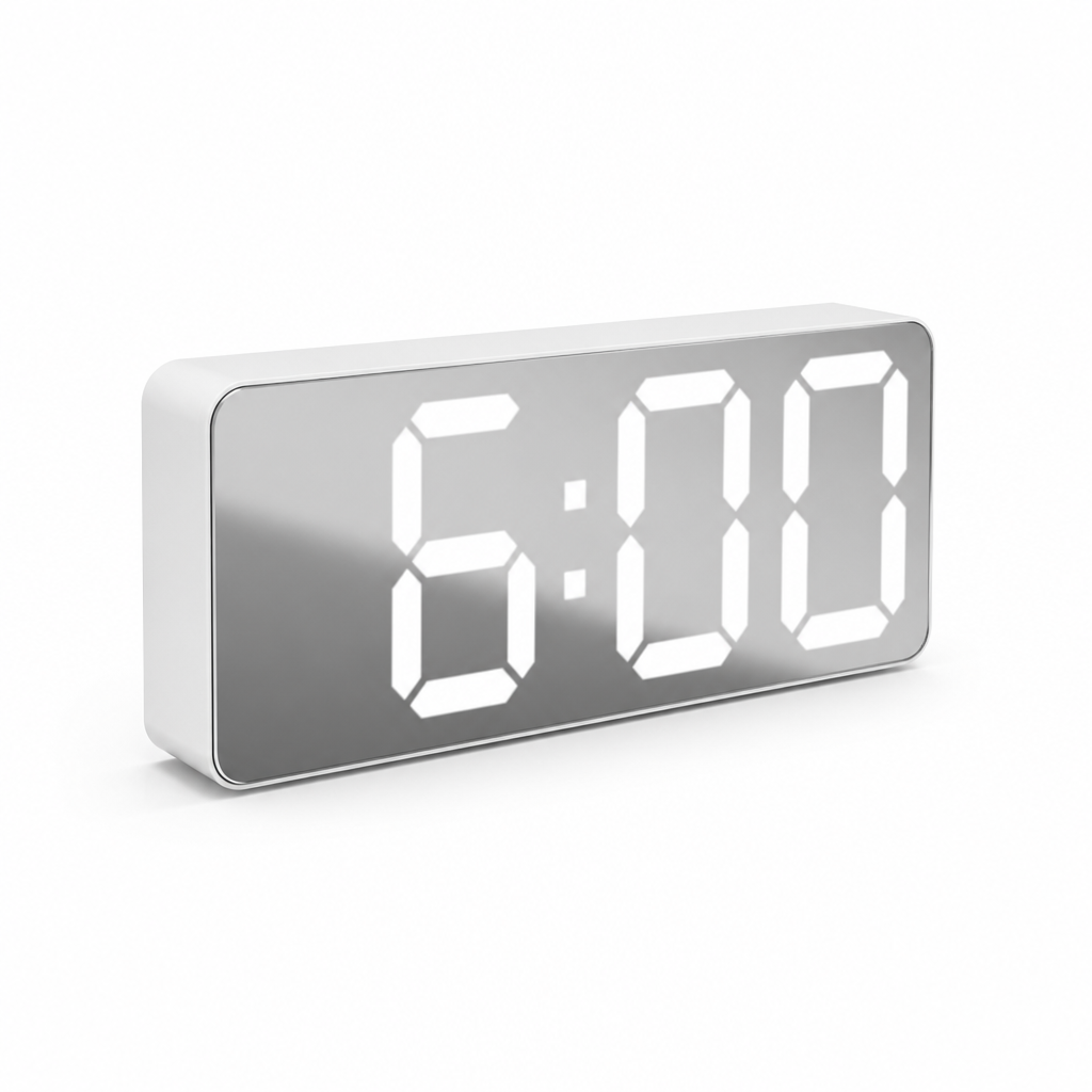 Table Alarm Clock Mirror LED Temp Display USB Powered
