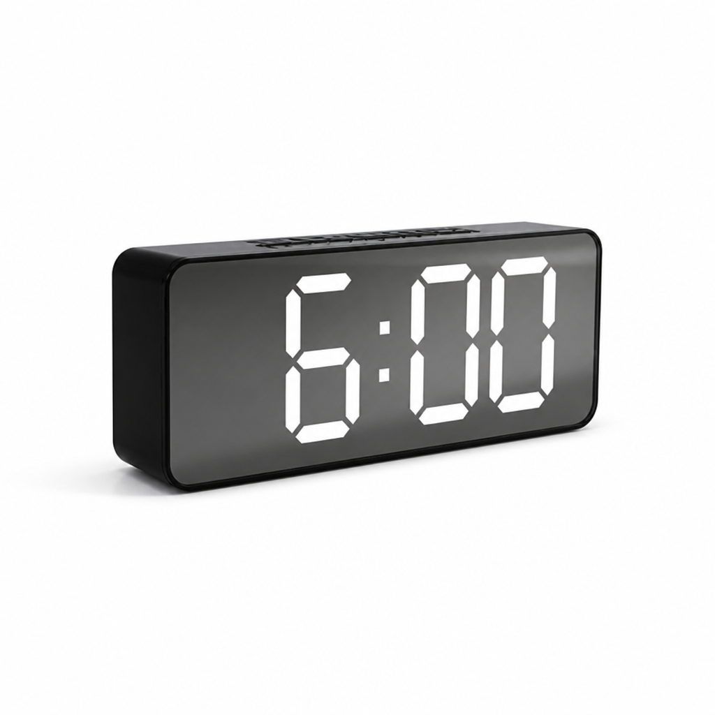 Table Alarm Clock Mirror LED Temp Display USB Powered