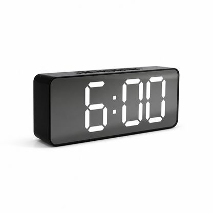 Table Alarm Clock Mirror LED Temp Display USB Powered