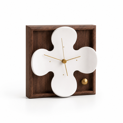 Table Clock Black Walnut Silent Quartz
