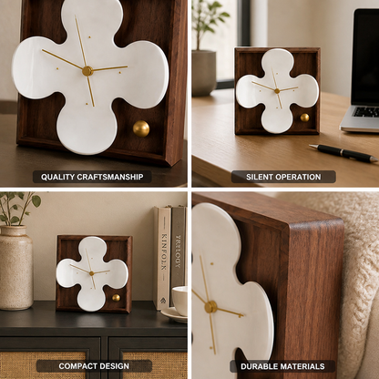 Table Clock Black Walnut Silent Quartz