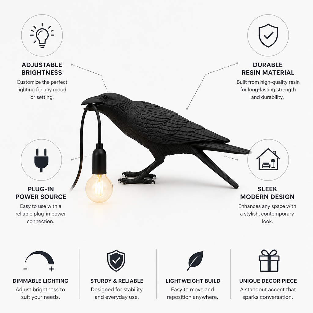 Table Lamp Adjustable Brightness Resin Plug-In