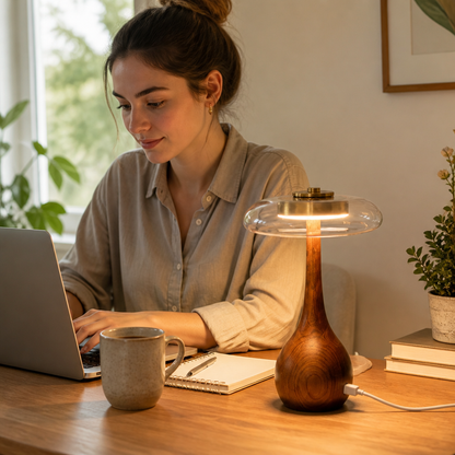 Table Lamp Adjustable Height USB Powered Metal Shade