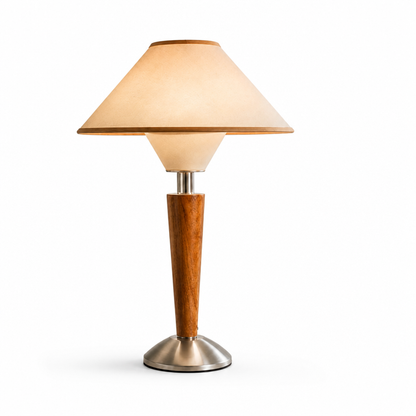 Table Lamp Adjustable Shade Wooden Base