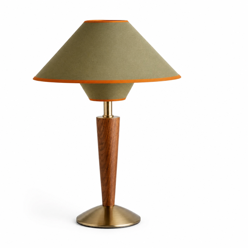 Table Lamp Adjustable Shade Wooden Base
