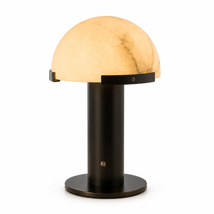 Table Lamp Alabaster Shade Bronze Base LED Compatible