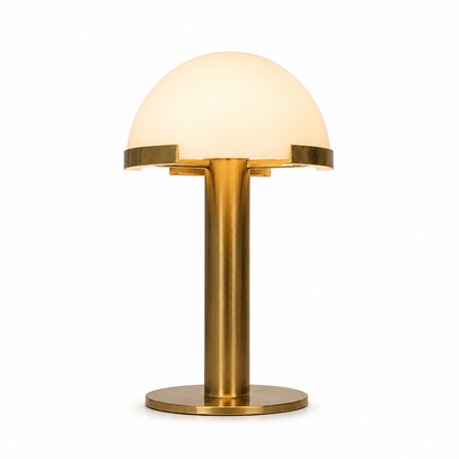 Table Lamp Alabaster Shade Bronze Base LED Compatible