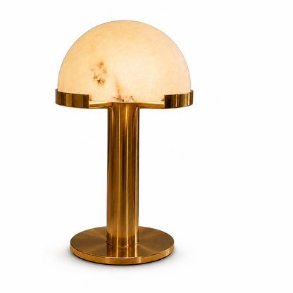 Table Lamp Alabaster Shade Bronze Base LED Compatible