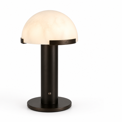 Table Lamp Alabaster Shade Bronze Base LED Compatible