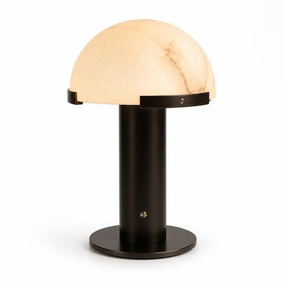 Table Lamp Alabaster Shade Bronze Base LED Compatible
