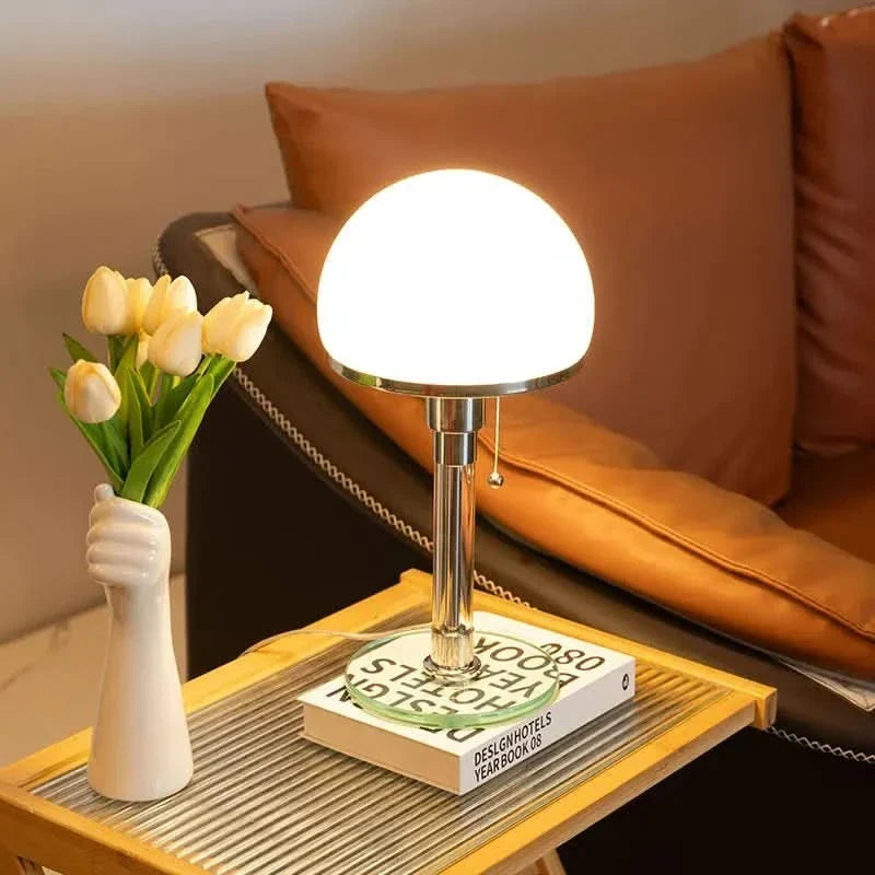 Table Lamp Antique Glass Shade Bauhaus-Inspired Ambient Lighting