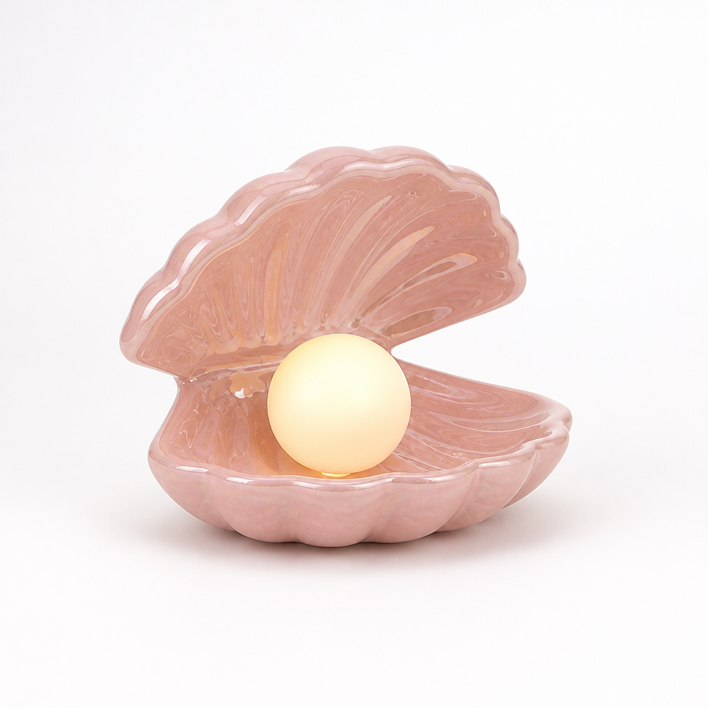 Table Lamp Ceramic Shell Cordless Removable Pearl Light