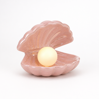 Table Lamp Ceramic Shell Cordless Removable Pearl Light