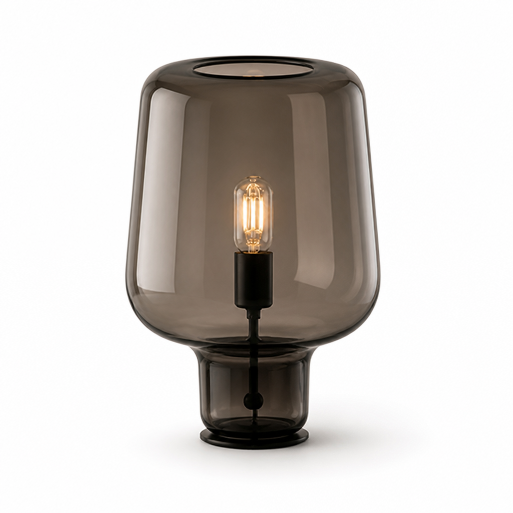 Table Lamp Hand-Blown Glass Metal Base & Inline Switch