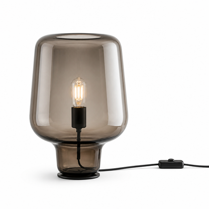 Table Lamp Hand-Blown Glass Metal Base & Inline Switch