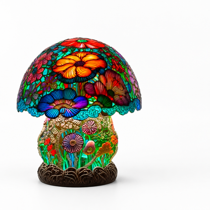 Table Lamp Handcrafted Resin Ambient Light Mushroom & Flower Motifs