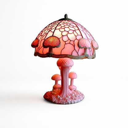 Table Lamp Handcrafted Resin Ambient Light Mushroom & Flower Motifs