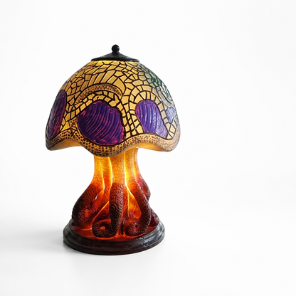 Table Lamp Handcrafted Resin Ambient Light Mushroom & Flower Motifs