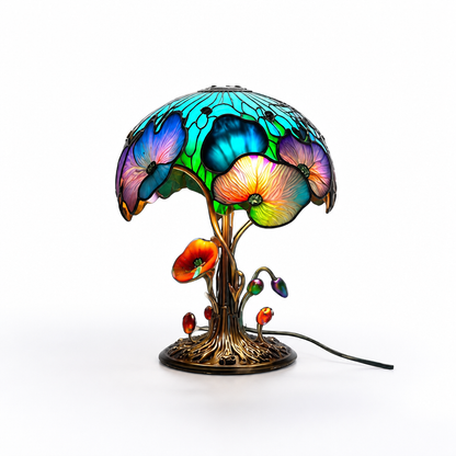 Table Lamp Handcrafted Resin Ambient Light Mushroom & Flower Motifs