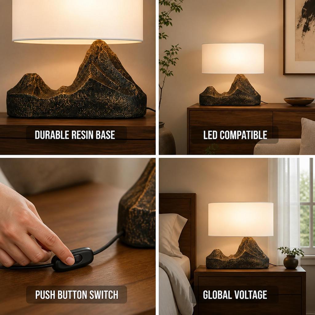 Table Lamp Modern Bronze Finish White Shade LED Compatible