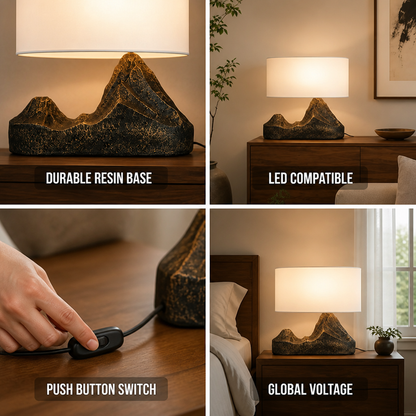 Table Lamp Modern Bronze Finish White Shade LED Compatible