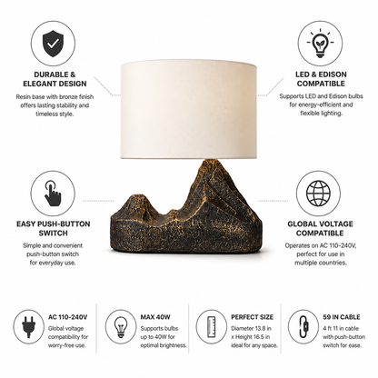 Table Lamp Modern Bronze Finish White Shade LED Compatible