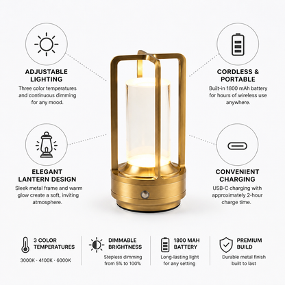 Table Lamp Portable Rechargeable Dimmable Adjustable Color Temp