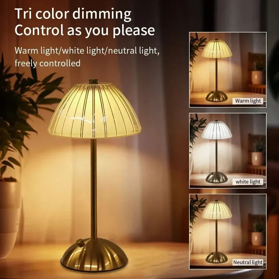 Table Lamp Touch Dimmer 3 Color Temperatures Rechargeable Cordless