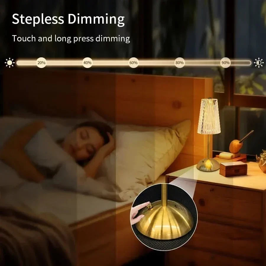 Table Lamp Touch Dimmer 3 Color Temperatures Rechargeable Cordless