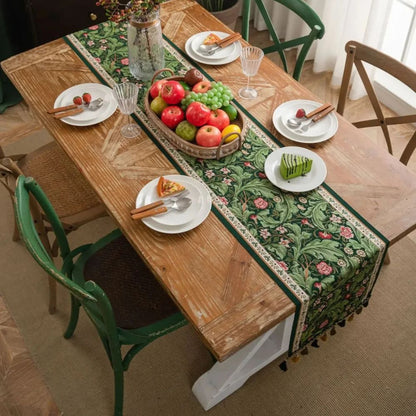 Table Runner Botanical Embroidered Machine Washable