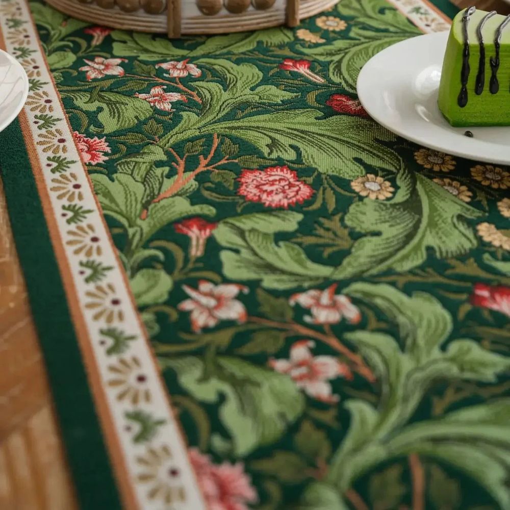 Table Runner Botanical Embroidered Machine Washable