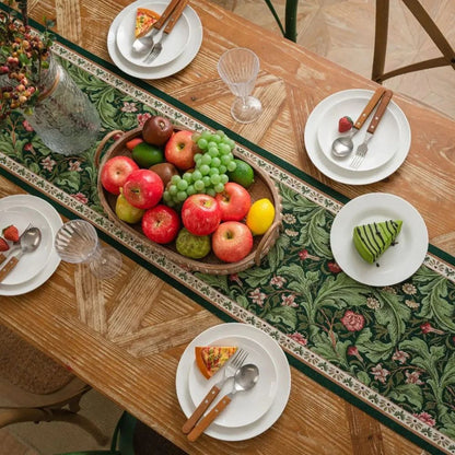 Table Runner Botanical Embroidered Machine Washable