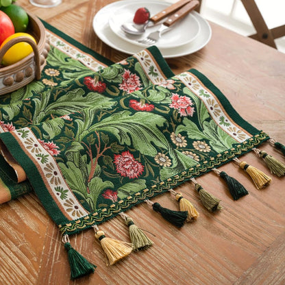 Table Runner Botanical Embroidered Machine Washable