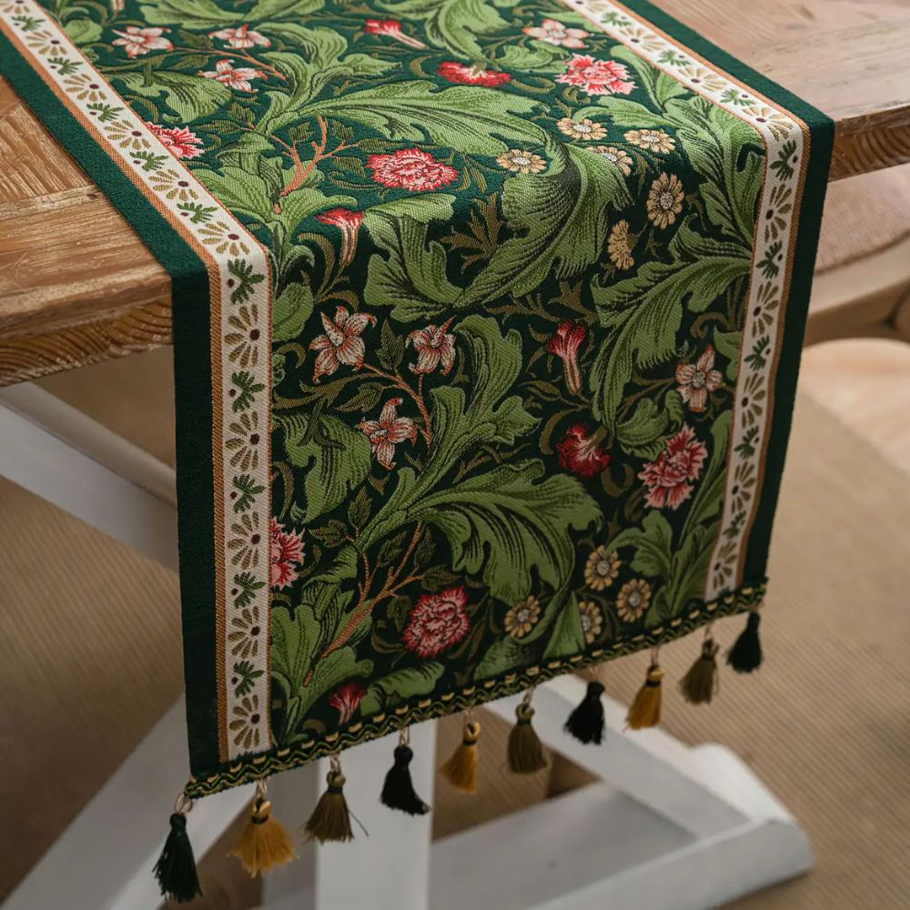 Table Runner Botanical Embroidered Machine Washable