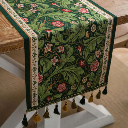 Table Runner Botanical Embroidered Machine Washable