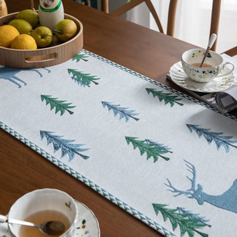 Table Runner Christmas Tree Motif Tassel Trim Multiple Lengths