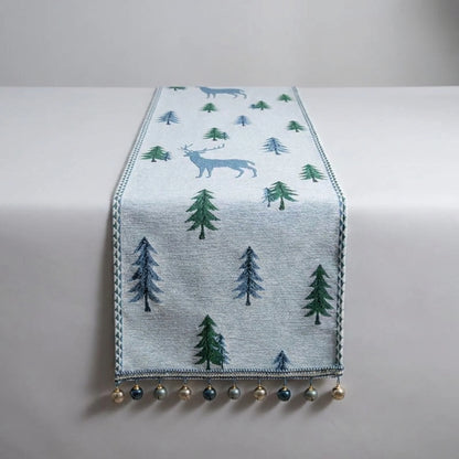 Table Runner Christmas Tree Motif Tassel Trim Multiple Lengths