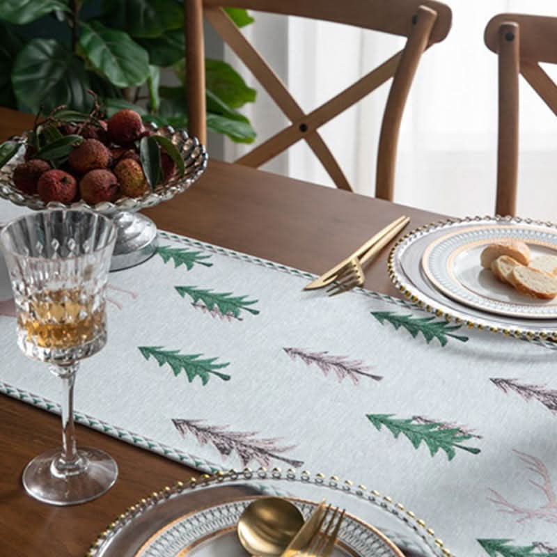 Table Runner Christmas Tree Motif Tassel Trim Multiple Lengths
