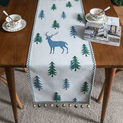 Table Runner Christmas Tree Motif Tassel Trim Multiple Lengths